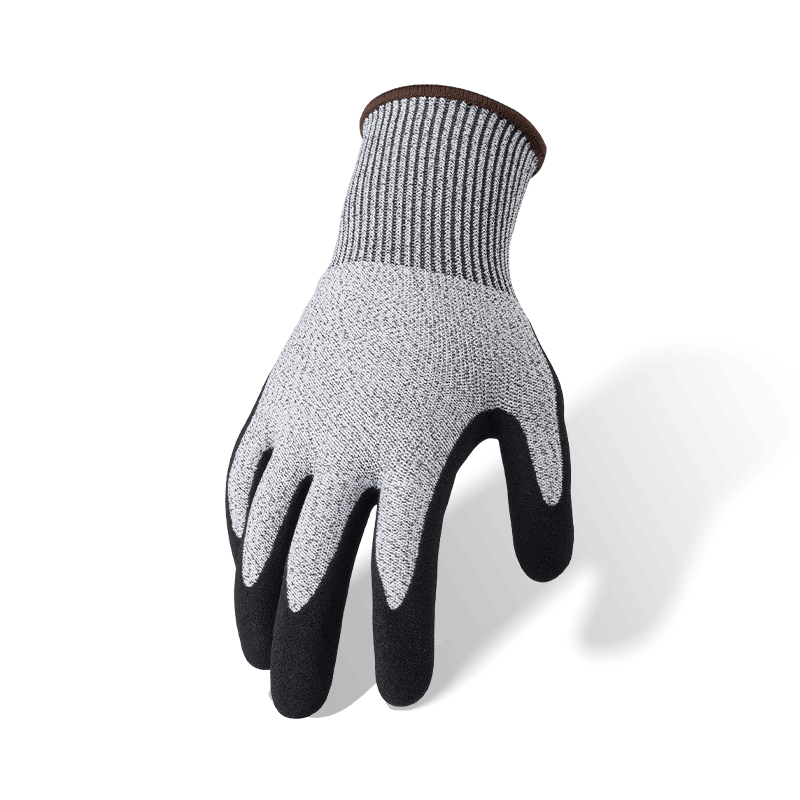 Luvas resistentes a cortes ANSI A4 calibre 13 com revestimento de nitrila preta Sandy Palm