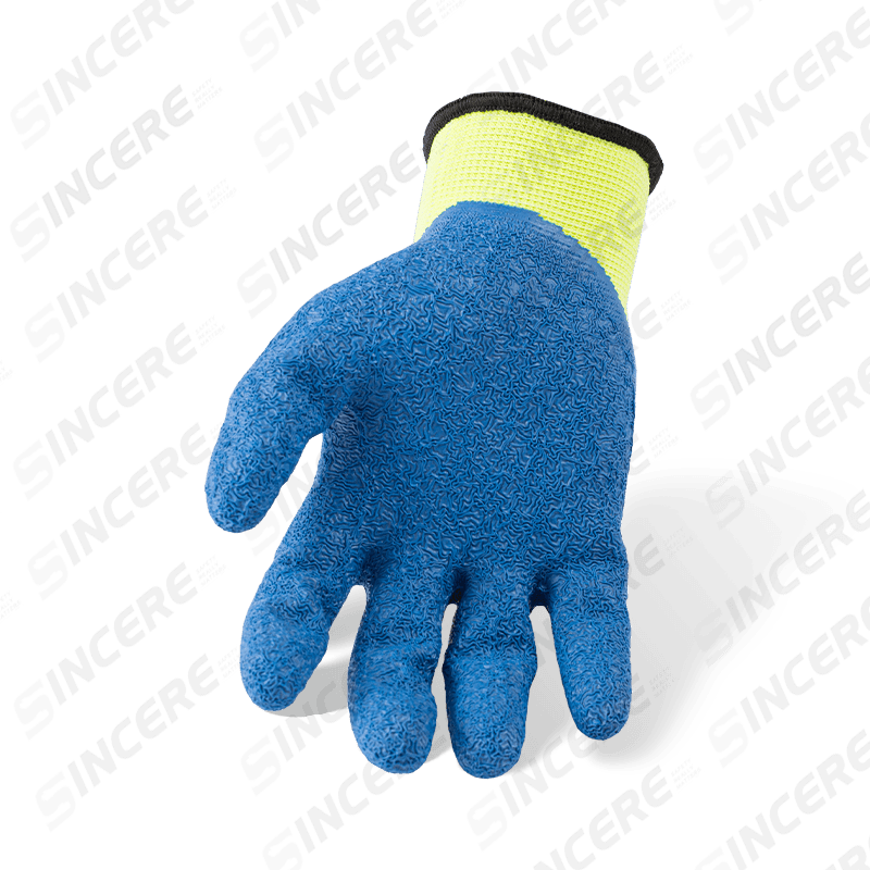 Luvas de trabalho de látex de poliéster calibre 13 com 3/4 de mergulho — Amarelo Hi-Vis Luvas de trabalho de látex de poliéster calibre 13 com 3/4 de mergulho — Amarelo Hi-Vis