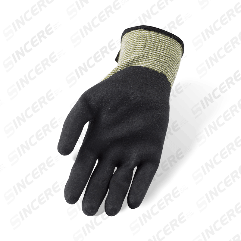 Luvas resistentes a cortes ANSI A3 de aramida calibre 18 com palma de neoprene preto — resistentes a chamas e proteção contra arco elétrico Luvas resistentes a cortes ANSI A3 de aramida calibre 18 com palma de neoprene preto — resistentes a chamas e proteção contra arco elétrico