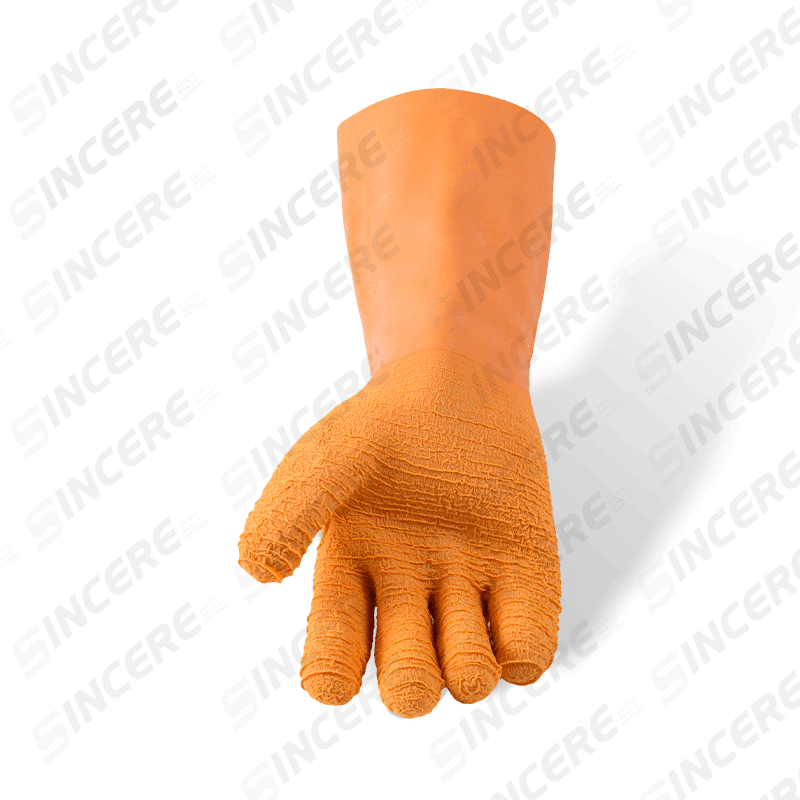 Luvas de trabalho totalmente revestidas em látex com forro de lã de algodão — punho estendido de 27 cm (série Thermal)