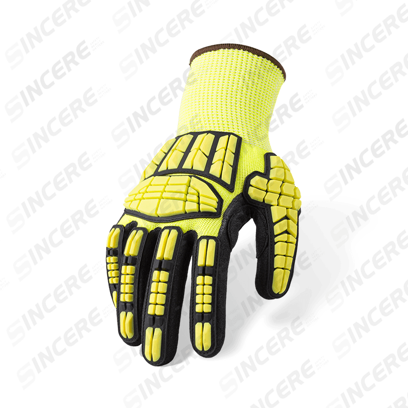 Luvas resistentes a cortes ANSI A4 calibre 13 com proteção contra impactos TPR e amortecimento de vibrações Palm — Nitrile Sandy Grip