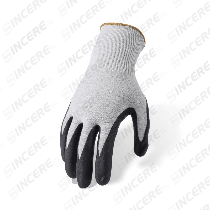 Luvas de nylon elastano calibre 15 com revestimento de microespuma de nitrila preta para palma — Ultra-Dexterous