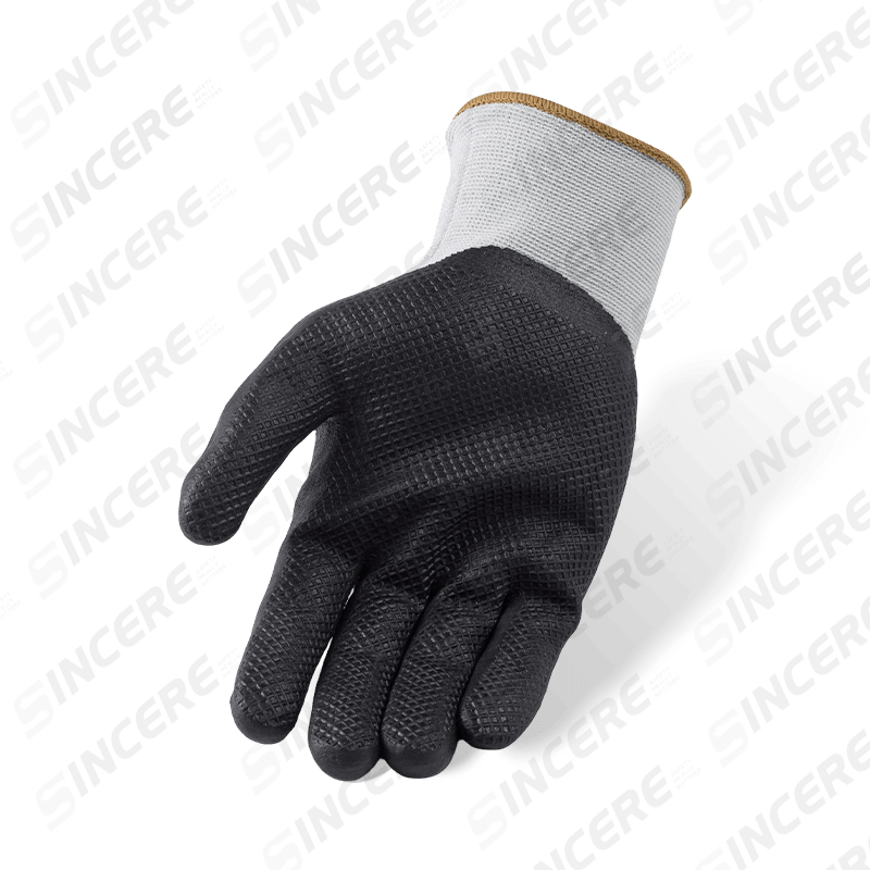 Luvas de nylon elastano calibre 15 com revestimento de microespuma de nitrila preta para palma — Ultra-Dexterous