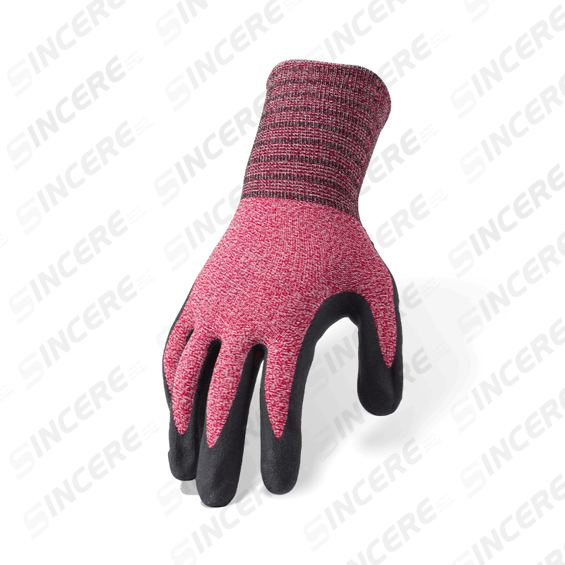 Luvas de nylon elastano calibre 15 com espuma de palma de microespuma de nitrila preta e empunhadura antiderrapante com bolinhas de nitrila