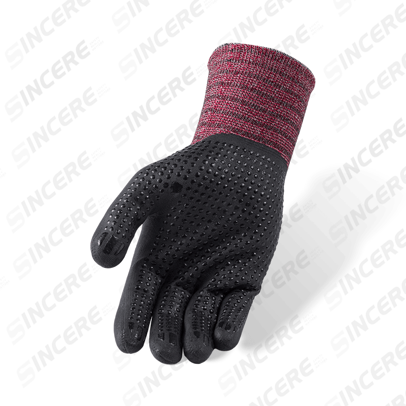 Luvas de nylon elastano calibre 15 com espuma de palma de microespuma de nitrila preta e empunhadura antiderrapante com bolinhas de nitrila Luvas de nylon elastano calibre 15 com espuma de palma de microespuma de nitrila preta e empunhadura antiderrapante com bolinhas de nitrila