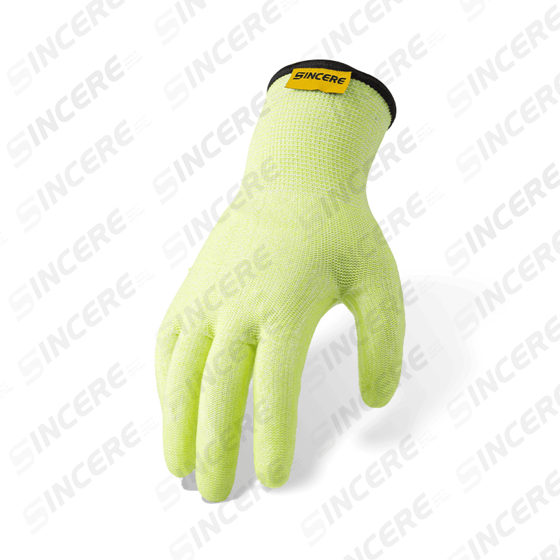 Luvas resistentes a cortes ANSI A6 calibre 18 com forro de silicone transparente para palma e lã — Proteção térmica de alto corte para inverno