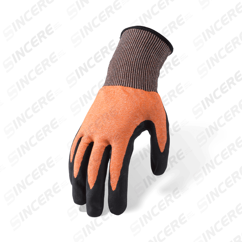 Luvas resistentes a cortes ANSI A4 calibre 21 com nitrila preta Sandy Palm — Destreza ultrafina