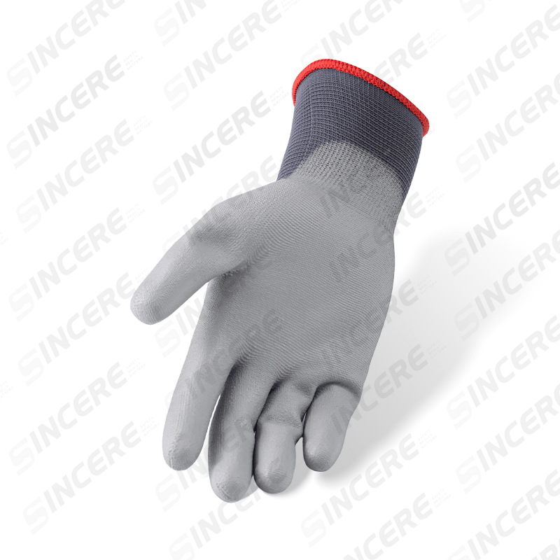 Luvas de nylon cinza calibre 13 com revestimento de palma de PU cinza — Luvas de trabalho leves de precisão Luvas de nylon cinza calibre 13 com revestimento de palma de PU cinza — Luvas de trabalho leves de precisão