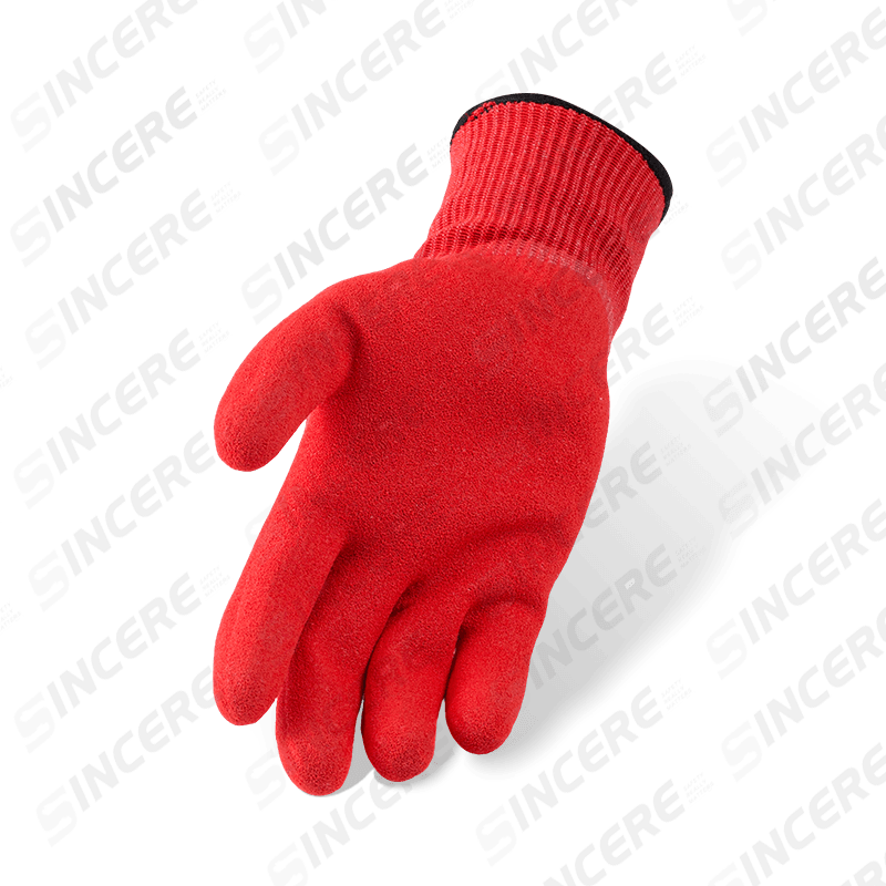 Luvas resistentes a cortes ANSI A3 calibre 13 com revestimento de nitrila vermelha Sandy Palm — proteção contra cortes médios Luvas resistentes a cortes ANSI A3 calibre 13 com revestimento de nitrila vermelha Sandy Palm — proteção contra cortes médios
