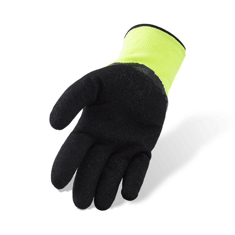 Luvas de espuma de látex de poliéster calibre 13 com mergulho 3/4 e forro de lã Terry calibre 10 — Luvas de trabalho térmicas de inverno Luvas de espuma de látex de poliéster calibre 13 com mergulho 3/4 e forro de lã Terry calibre 10 — Luvas de trabalho térmicas de inverno