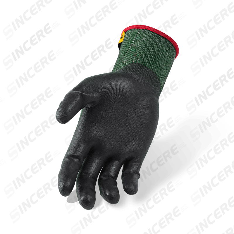 Luvas resistentes a cortes ANSI A3 calibre 21 com revestimento de palma de PU preto — proteção de corte de precisão ultrafina Luvas resistentes a cortes ANSI A3 calibre 21 com revestimento de palma de PU preto — proteção de corte de precisão ultrafina
