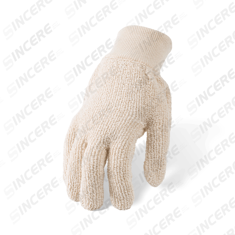 Luvas resistentes ao calor 100% algodão Terry Cloth com pulso de malha de algodão — Proteção térmica industrial Luvas resistentes ao calor 100% algodão Terry Cloth com pulso de malha de algodão — Proteção térmica industrial