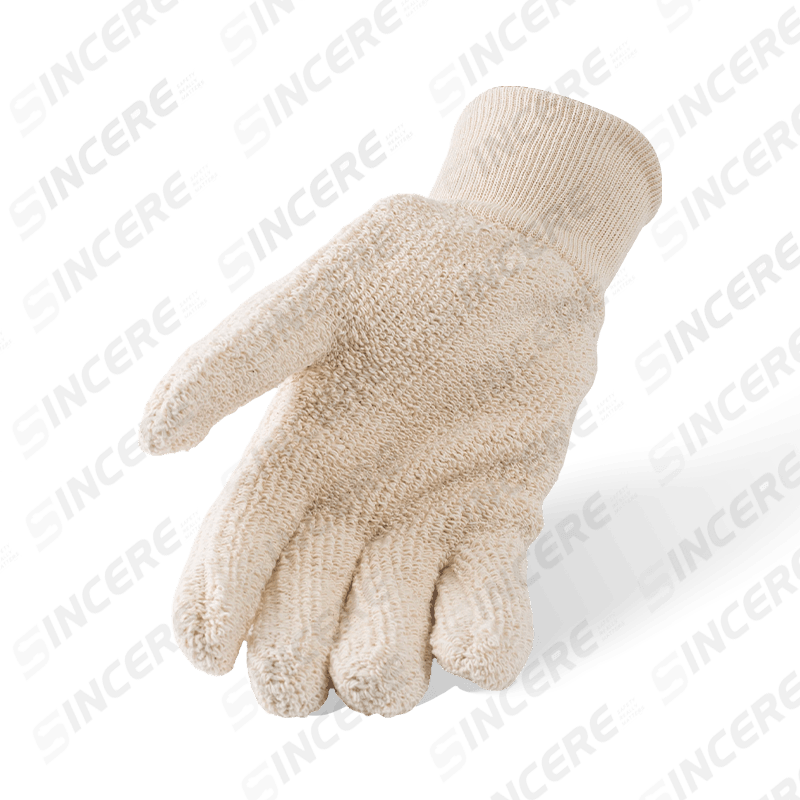 Luvas resistentes ao calor 100% algodão Terry Cloth com pulso de malha de algodão — Proteção térmica industrial Luvas resistentes ao calor 100% algodão Terry Cloth com pulso de malha de algodão — Proteção térmica industrial