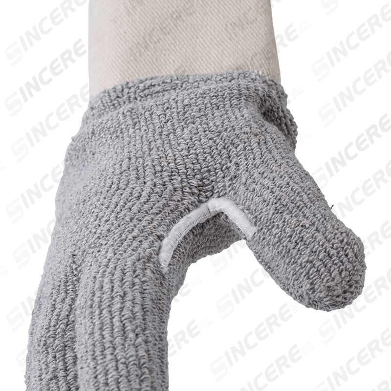 Luvas resistentes ao calor de pano Terry de algodão cinza com punho de neoprene — Proteção térmica industrial Luvas resistentes ao calor de pano Terry de algodão cinza com punho de neoprene — Proteção térmica industrial